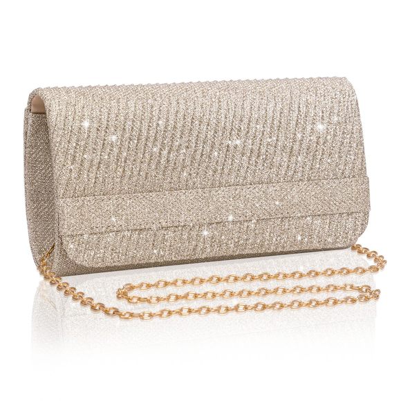 Elegant Rose Gold Clutch Purse, Knitted Metallic Evening Bag With :] - Picture 1 of 7